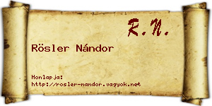 Rösler Nándor névjegykártya